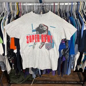 Vintage 1991 Super Bowl XXV Tampa Florida T Shirt Signal Mega-Tee Gray Mens M